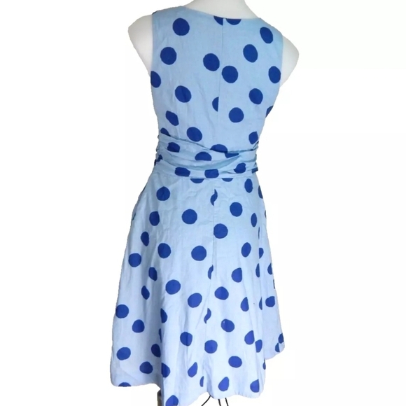 Boden Lois Polka Dot Linen Blend Sleeveless Dress - Picture 4 of 4
